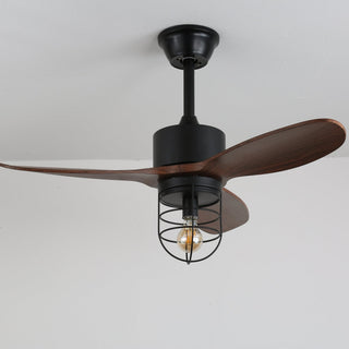 Ventilateur de plafond industriel en bois avec lumière Brisora