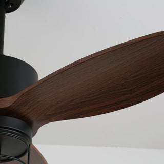 Ventilateur de plafond industriel en bois avec lumière Brisora