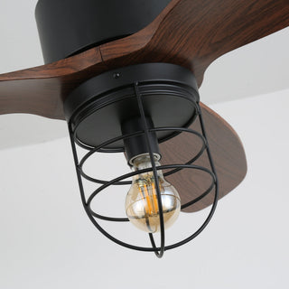 Ventilateur de plafond industriel en bois avec lumière Brisora