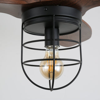 Ventilateur de plafond industriel en bois avec lumière Brisora