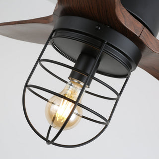 Ventilateur de plafond industriel en bois avec lumière Brisora