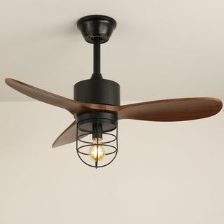 Ventilateur de plafond industriel en bois avec lumière Brisora