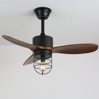 Ventilateur de plafond industriel en bois avec lumière Brisora