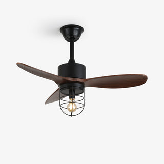 Ventilateur de plafond industriel en bois avec lumière Brisora