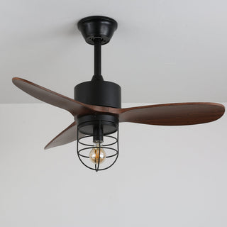 Ventilateur de plafond industriel en bois avec lumière Brisora