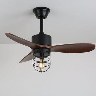 Ventilateur de plafond industriel en bois avec lumière Brisora