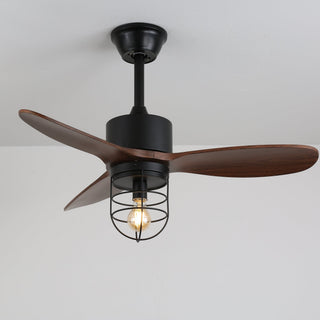 Ventilateur de plafond industriel en bois avec lumière Brisora