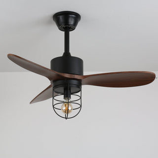 Ventilateur de plafond industriel en bois avec lumière Brisora