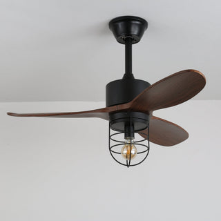Ventilateur de plafond industriel en bois avec lumière Brisora