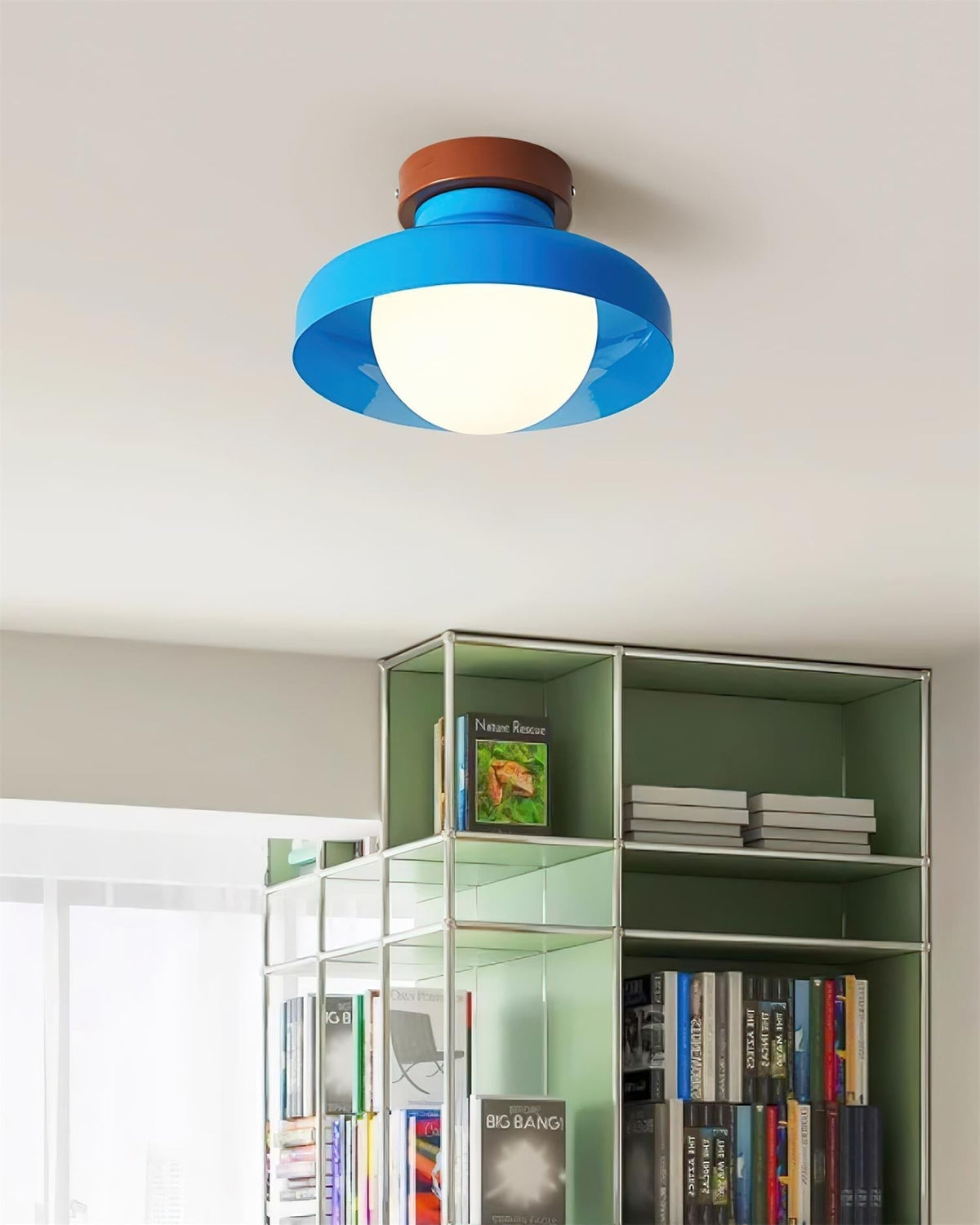 Solvane Blue Metal Flush Mount Ceiling Light-Neutral Decor