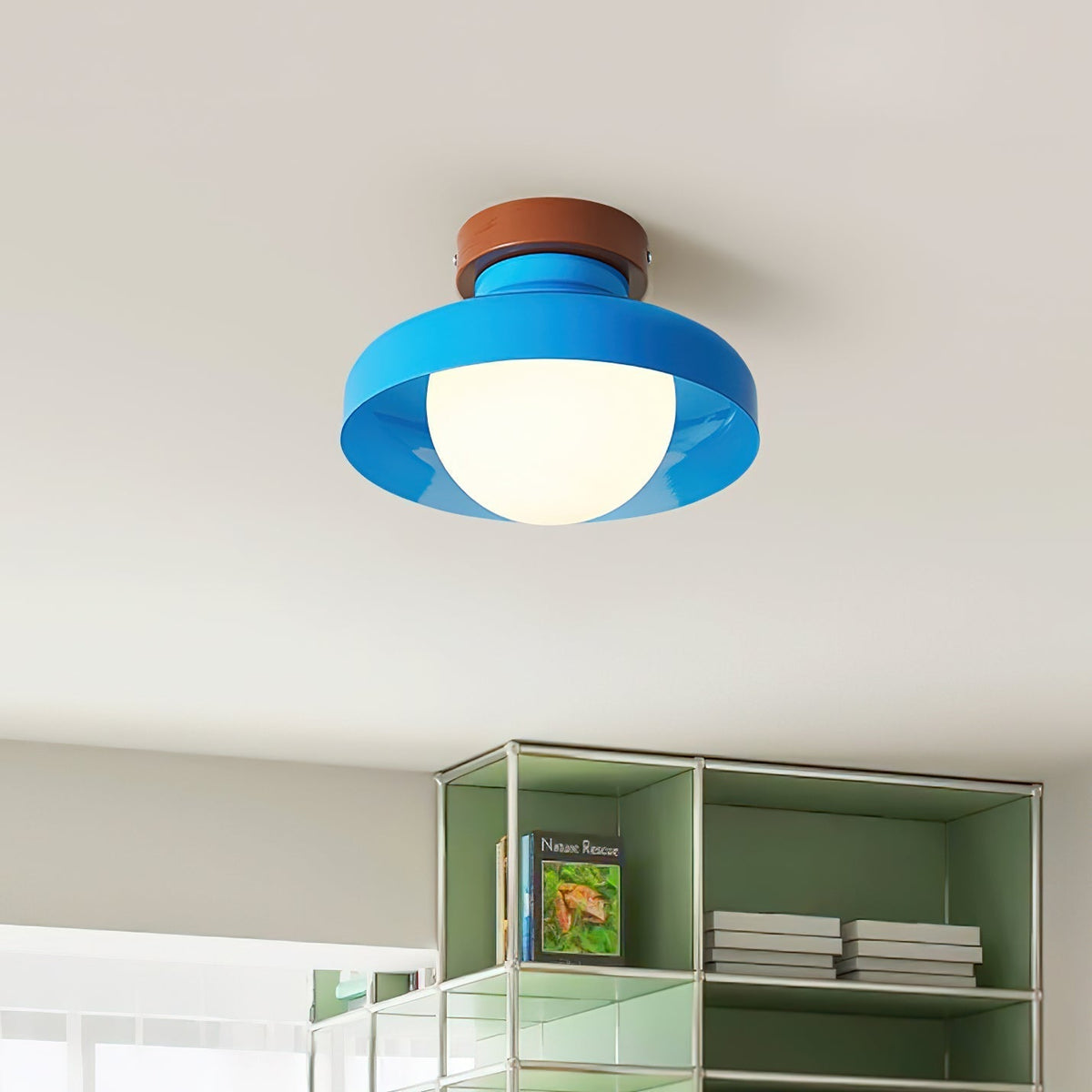 Solvane Blue Metal Flush Mount Ceiling Light-Neutral Decor