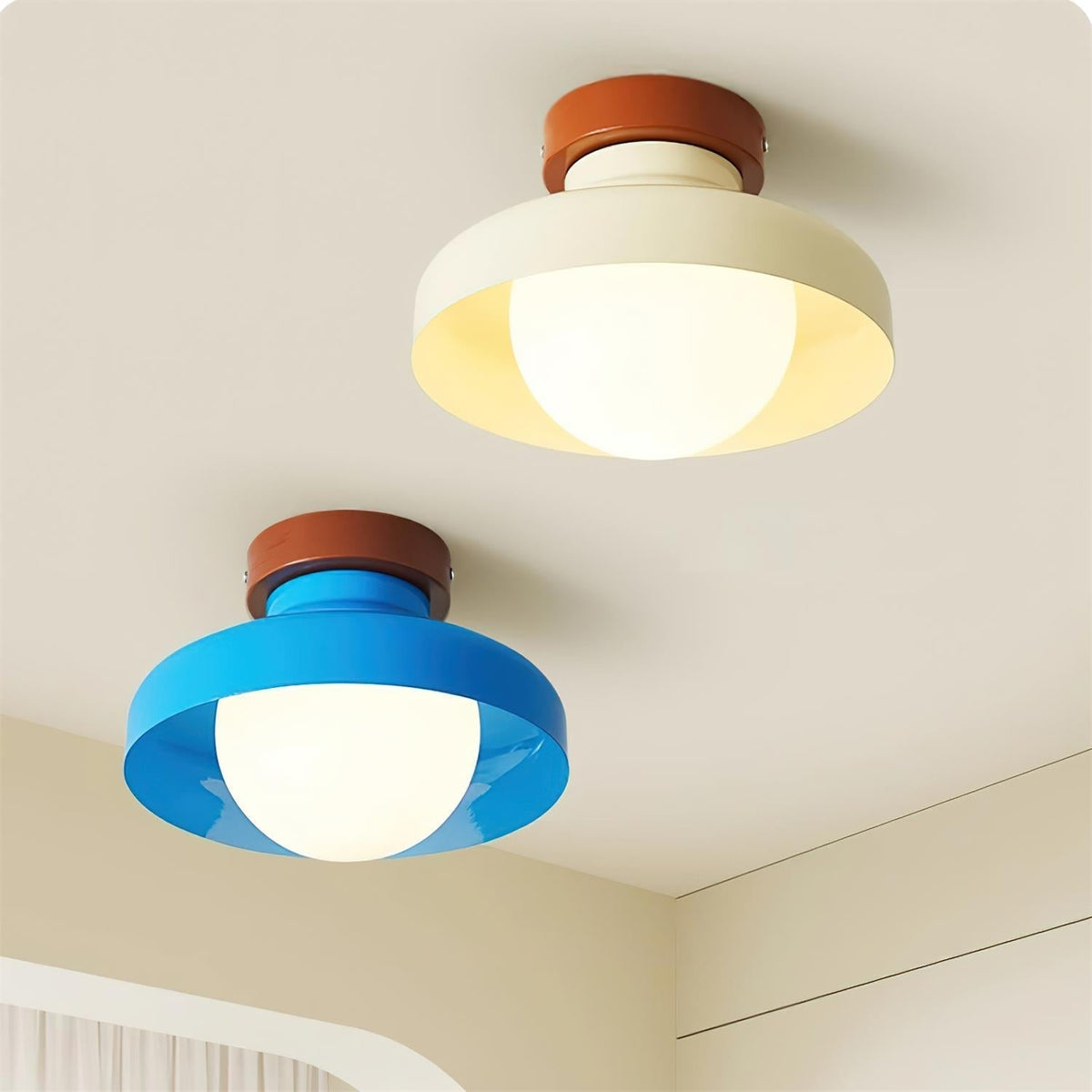 Solvane Blue Metal Flush Mount Ceiling Light-Neutral Decor