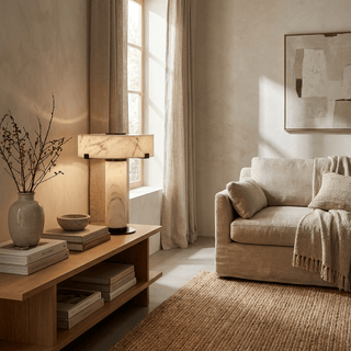 Calix Alabaster Table Lamp-Neutral Decor