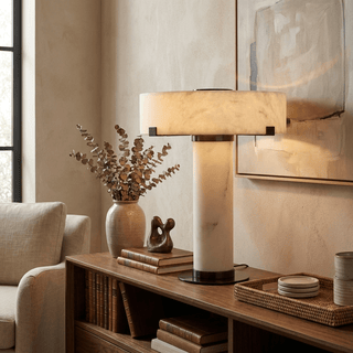 Calix Alabaster Table Lamp-Neutral Decor