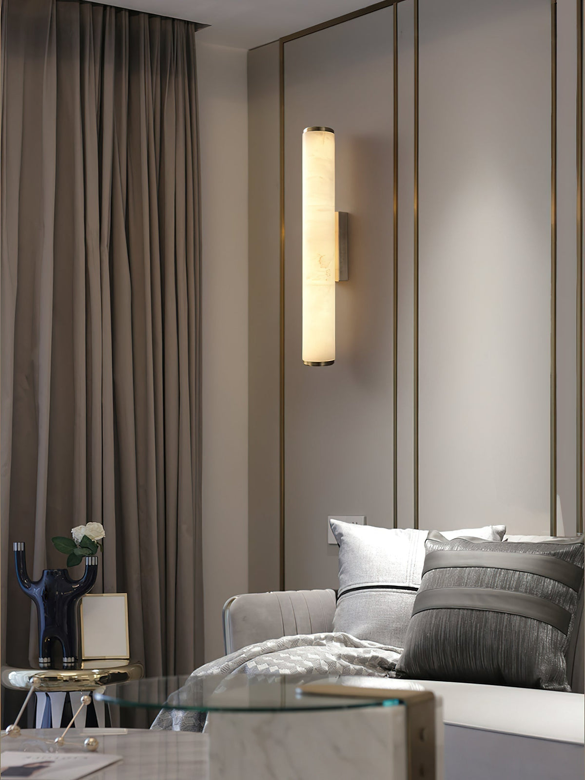 Arcus Lampe Murale Applique Style Élégant Minimaliste Moderne en Laiton et Albâtre