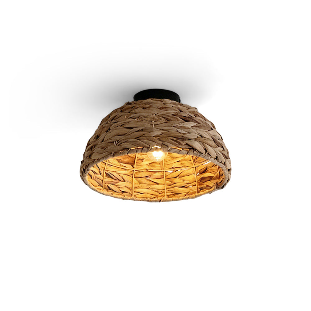 Cambria Ceiling Light with a woven water hyacinth shade against a plain background.
