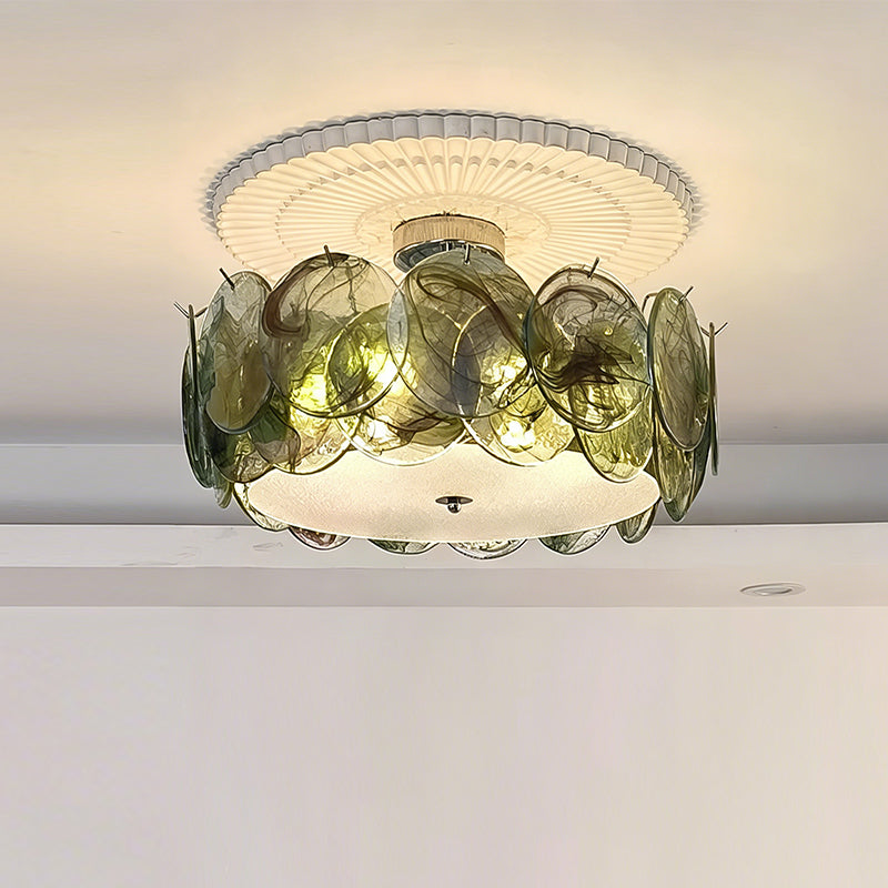 Side profile of the blue Camden Glass Ceiling Mount.