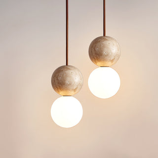 Luna Travertin Pendentif Lumière