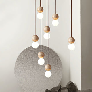 Luna Travertin Pendentif Lumière