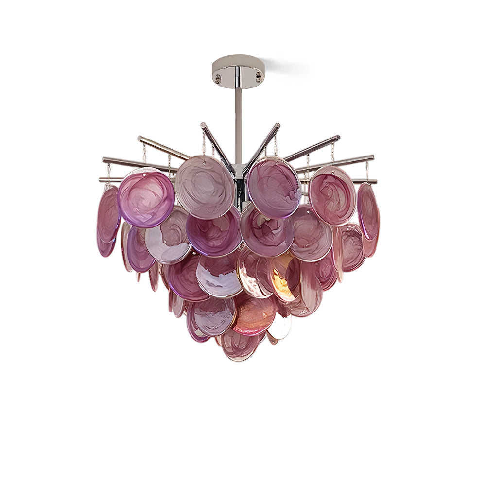 Front view of the Camisa Glass Chandelier.