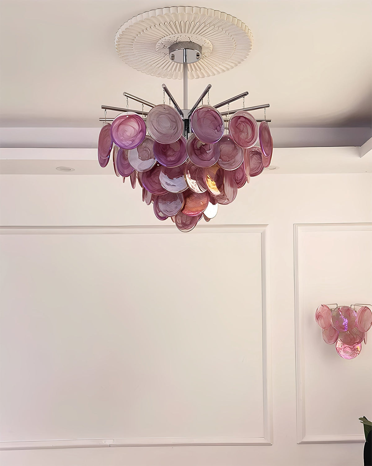 Another size variation of the Camisa Glass Chandelier.