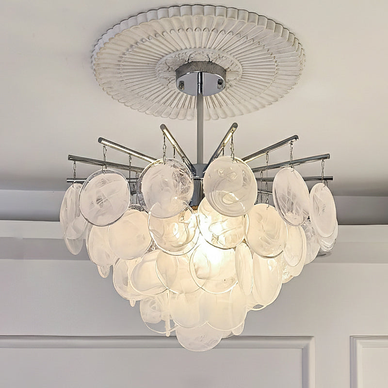 The Camisa Glass Chandelier viewed from the side.