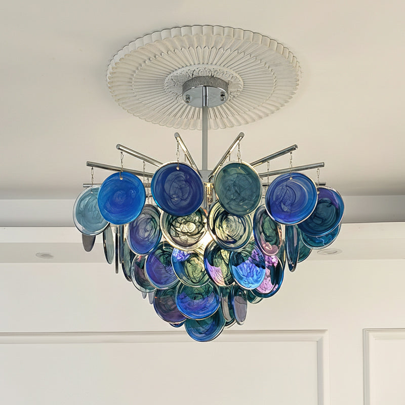 Full view of the Camisa Glass Chandelier against a neutral background.