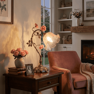 Campanella Vintage Rose Table Lamp-Neutral Decor
