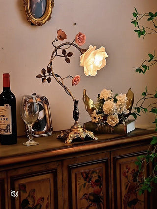 Campanella Vintage Rose Table Lamp-Neutral Decor