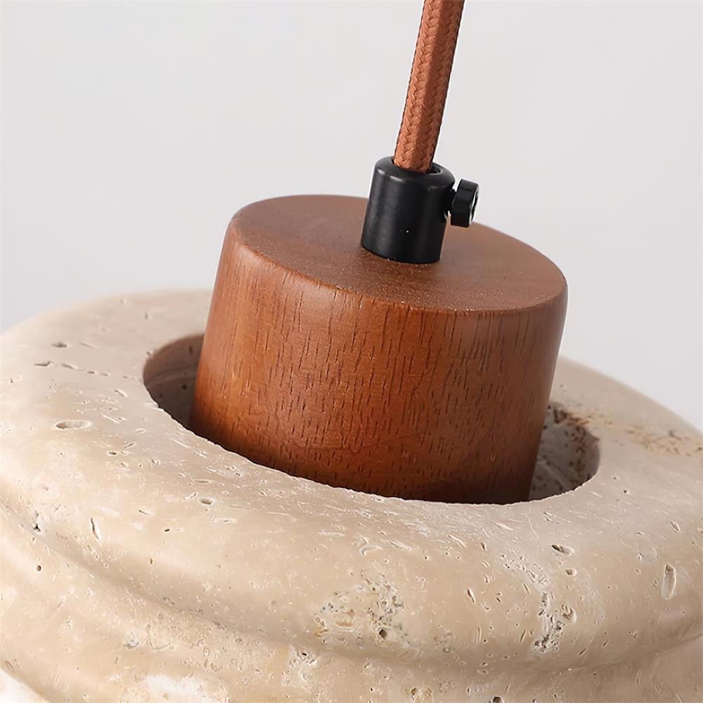 Ritta Pendant Light Travertine Ripple Shade Wabi-Sabi-Neutral Decor
