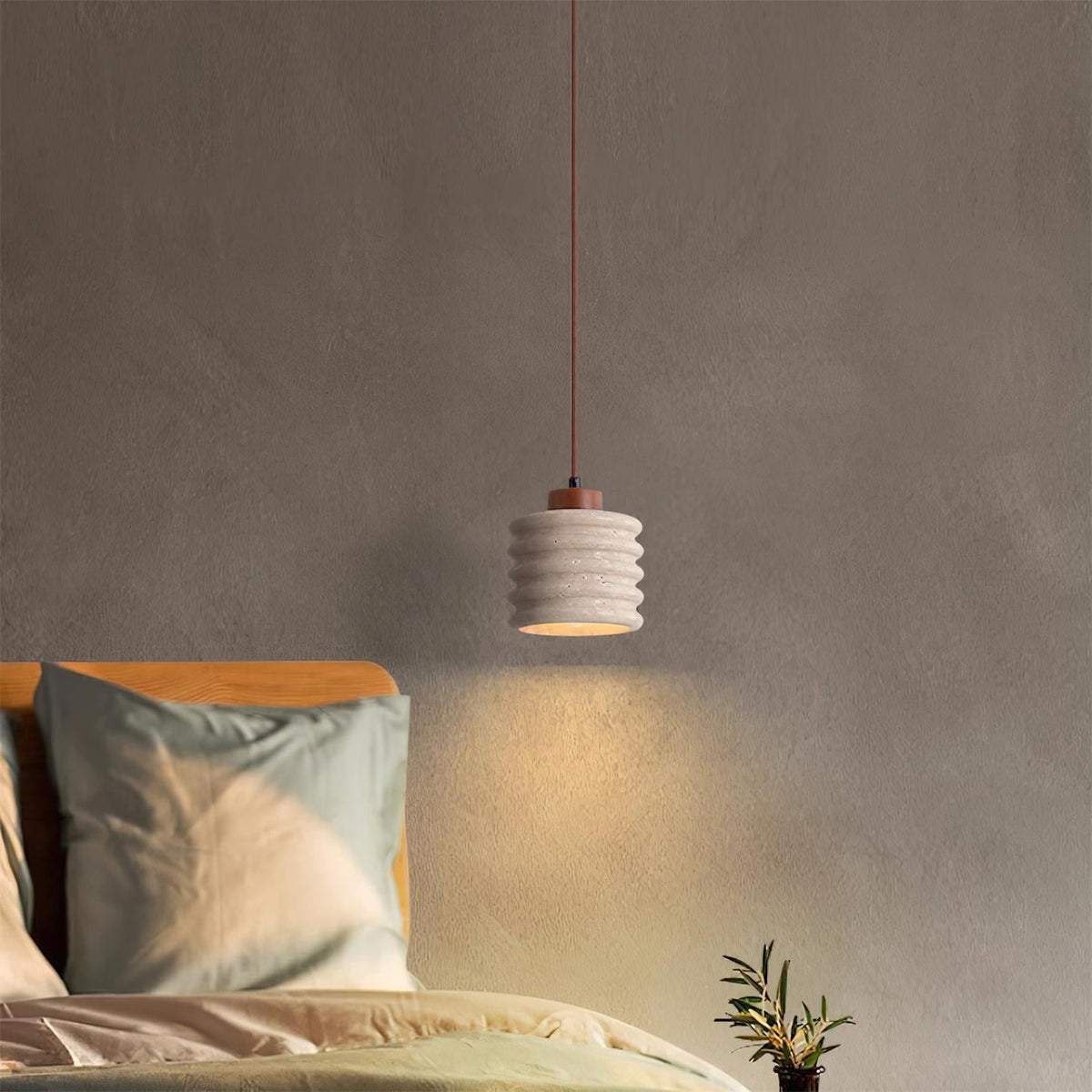Ritta Pendant Light Travertine Ripple Shade Wabi-Sabi-Neutral Decor