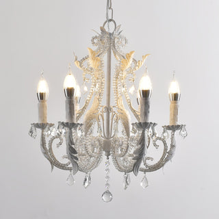 Lustra Suspension Lampe Porte-Bougie Perles de Cristal