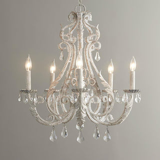 Lustra Suspension Lampe Porte-Bougie Perles de Cristal
