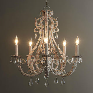 Lustra Suspension Lampe Porte-Bougie Perles de Cristal