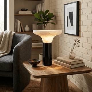 Cap Alabaster Table Lamp-Neutral Decor