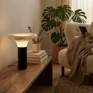Cap Alabaster Table Lamp-Neutral Decor
