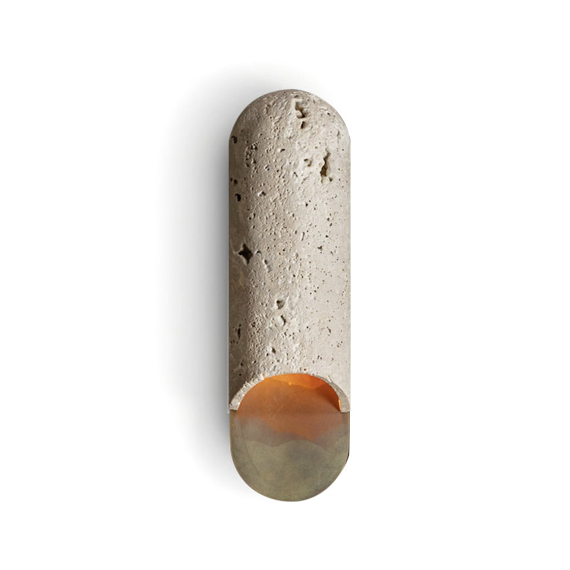 Capsule Wall Lamp Yellow Travertine Marble Brass-Neutral Decor