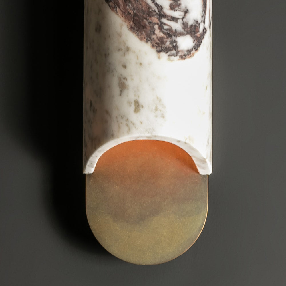 Capsule Wall Lamp Yellow Travertine Marble Brass-Neutral Decor