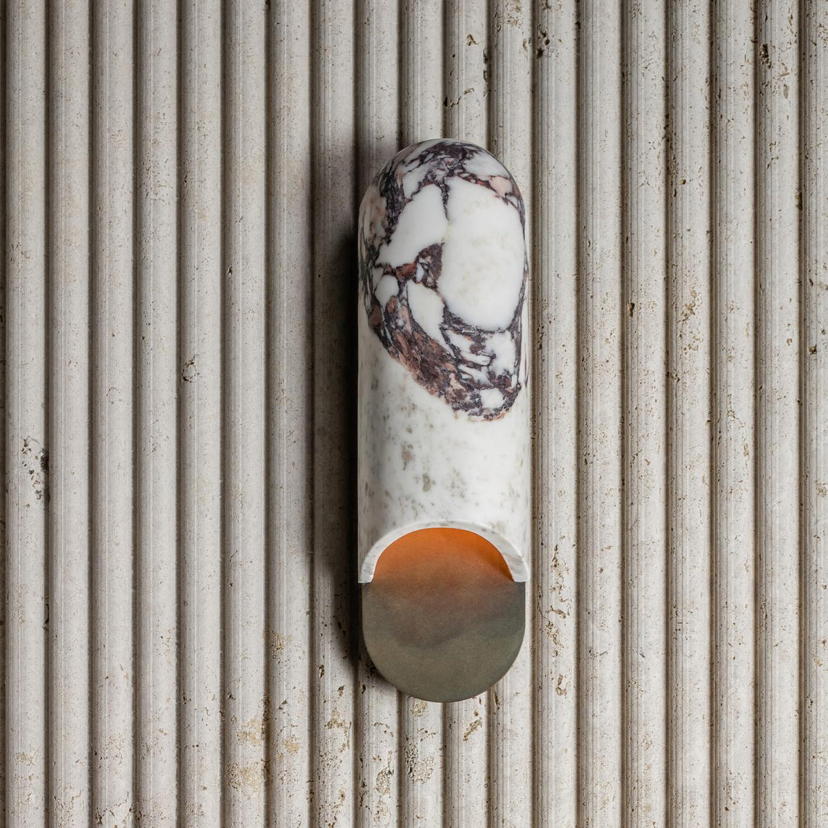 Capsule Wall Lamp Yellow Travertine Marble Brass-Neutral Decor
