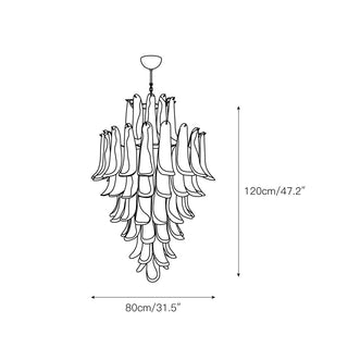 Zinc Lustre en Verre et Métal Postmoderne de Luxe en Forme de Pétale