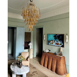 Zinc Lustre en Verre et Métal Postmoderne de Luxe en Forme de Pétale