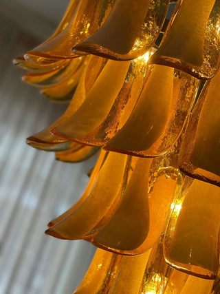 Zinc Lustre en Verre et Métal Postmoderne de Luxe en Forme de Pétale