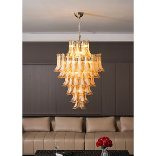 Zinc Lustre en Verre et Métal Postmoderne de Luxe en Forme de Pétale