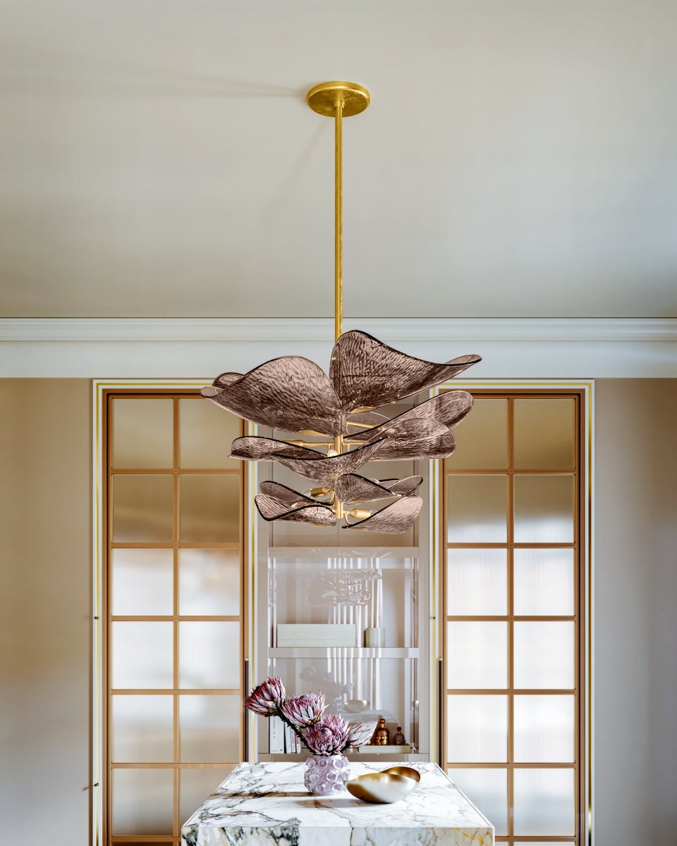 Lorane Lustre en Verre Pétale Superposé Bronze