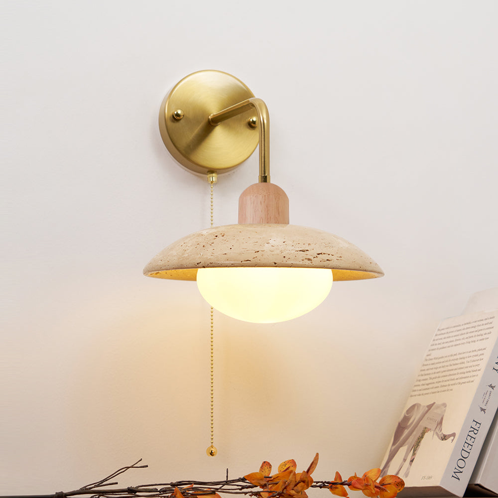 Leto Travertine Wall Sconce-Neutral Decor