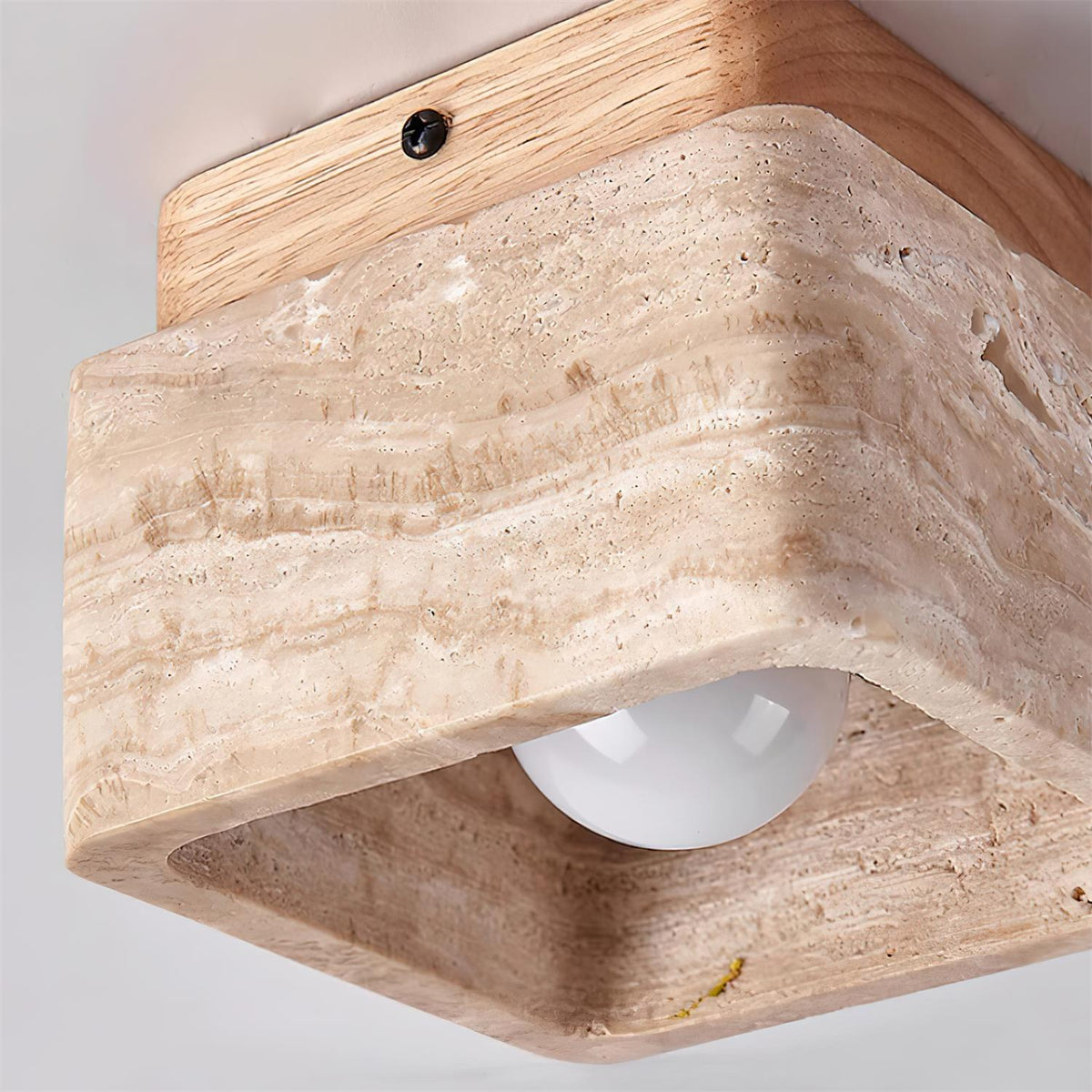 Veloria Ceiling Light Travertine Square Flush Mount-Neutral Decor