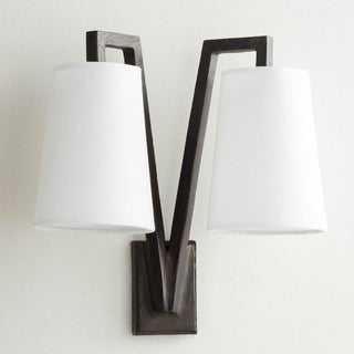 Lampe Murale Double en Laiton et Tissu Industrielle Vintage Ivmarel