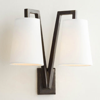Lampe Murale Double en Laiton et Tissu Industrielle Vintage Ivmarel