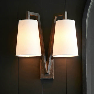Lampe Murale Double en Laiton et Tissu Industrielle Vintage Ivmarel