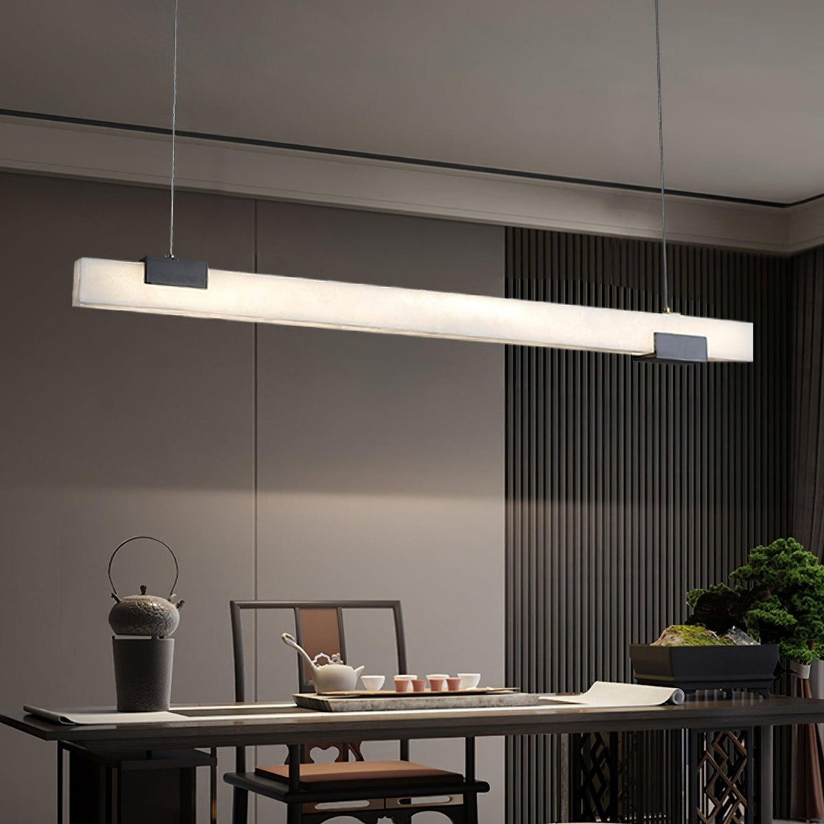 Sylveya Minimaliste Albâtre Linéaire Pendentif Lumière
